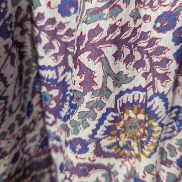 Sea Rosita Border Smocked Mini Dress Ruffled Purple Floral Size Large Preowned - Picture 7 of 12